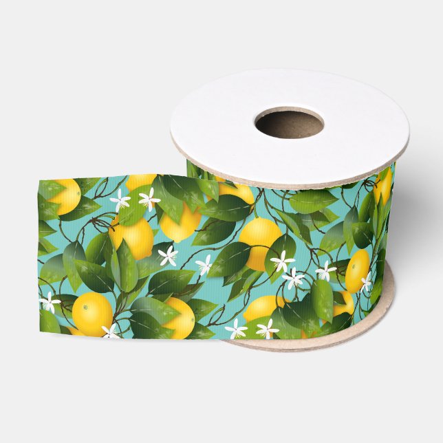 Ruban Gros-grain Motif de fruits au citron moderne (Bobine)