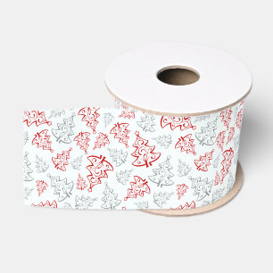 Ruban Gros-grain Motif de Noël élégant rouge et argent