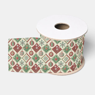 Ruban Gros-grain Motif de Noël patchwork vintage matelassé