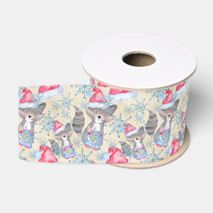 Ruban Gros-grain Motif de Noël Raccoon