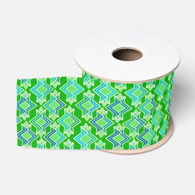 Ruban Gros-grain Motif de papier peint Art Déco, Jade Green (Bobine)