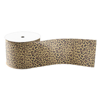 Ruban Gros-grain Motif de peau d'animal d'empreinte de léopard