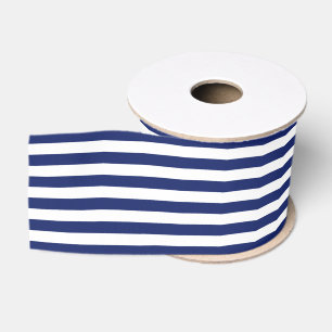 Ruban Gros-grain Motif de rayure de bleu marine et de blanc