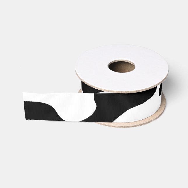 Ruban Gros-grain Motif de vache noir et blanc (Bobine)