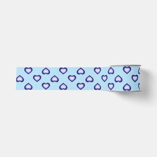 Ruban Gros-grain Motif des Coeurs Bleus (Devant)