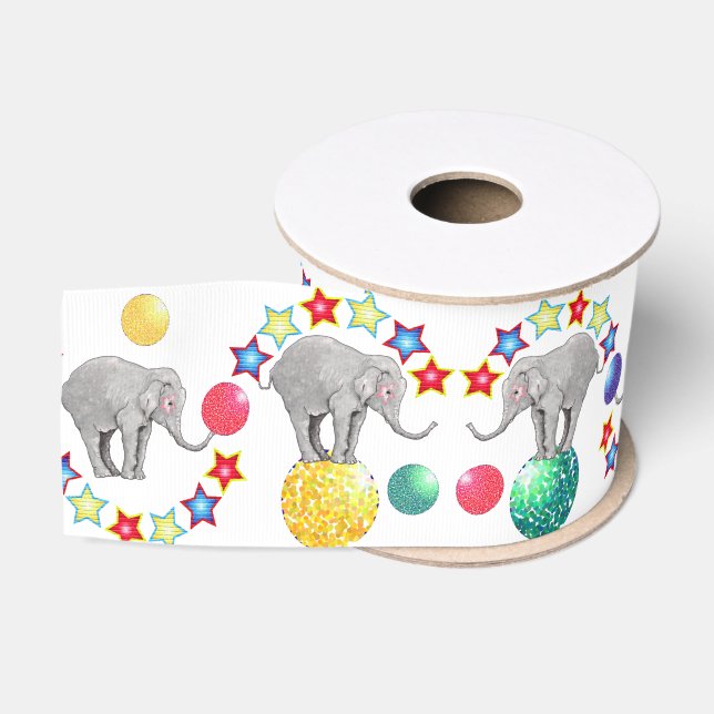 Ruban Gros-grain Motif des étoiles Elephant Circus (Bobine)
