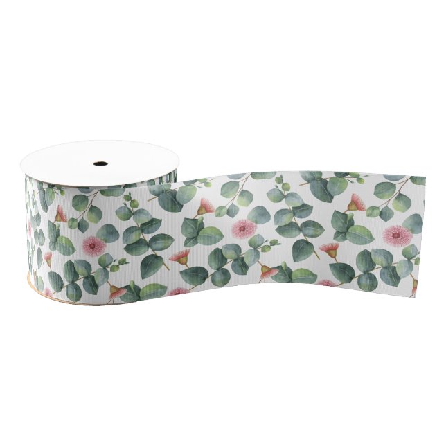 Ruban Gros-grain Motif d'eucalyptus (Bobine)