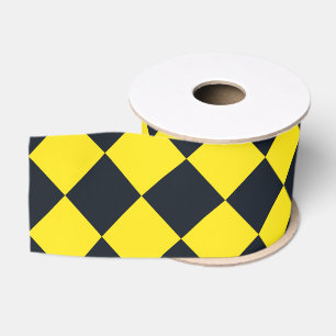 Ruban Gros-grain Motif diamant à carreaux jaune noir