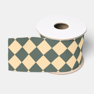 Ruban Gros-grain Motif diamant à carreaux jaune vert