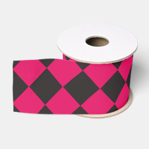 Ruban Gros-grain Motif diamant à carreaux rose noir