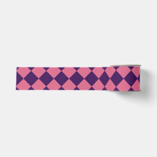 Ruban Gros-grain Motif diamant à carreaux rose violet
