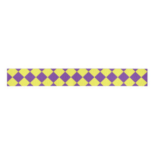 Ruban Gros-grain Motif diamant jaune pourpre Checker
