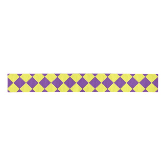 Ruban Gros-grain Motif diamant jaune pourpre Checker (Devant)
