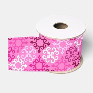 Ruban Gros-grain Motif diamanté à filigrane rose