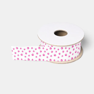 Ruban Gros-grain Motif Empreinte de patte rose