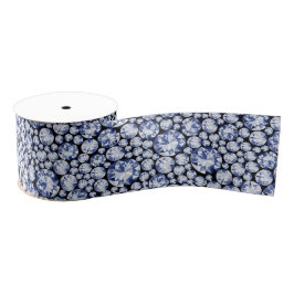 Ruban Gros-grain Motif en diamant bleu