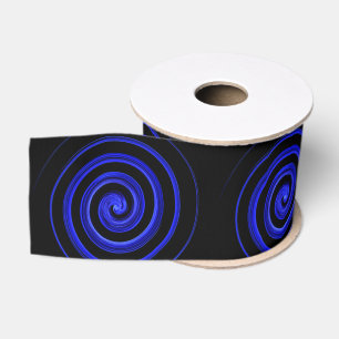 Ruban Gros-grain motif en spirale noir et bleu