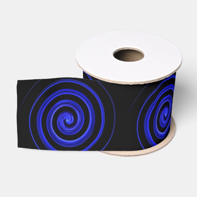 Ruban Gros-grain motif en spirale noir et bleu (Bobine)
