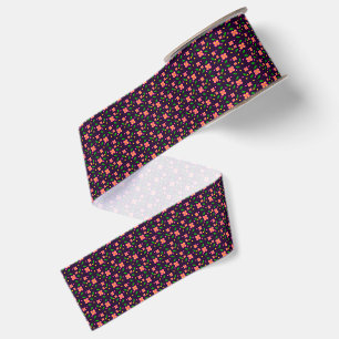 Ruban Gros-grain Motif floral vibrant sans couture sur fond violet