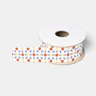 Ruban Gros-grain Motif géométrique de fleur au néon d'art popula