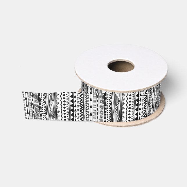 Ruban Gros-grain Motif géométrique d'impression tribal aztèque (Bobine)