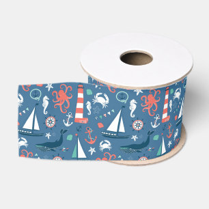 Ruban Gros-grain Motif graphique nautique d'amusement