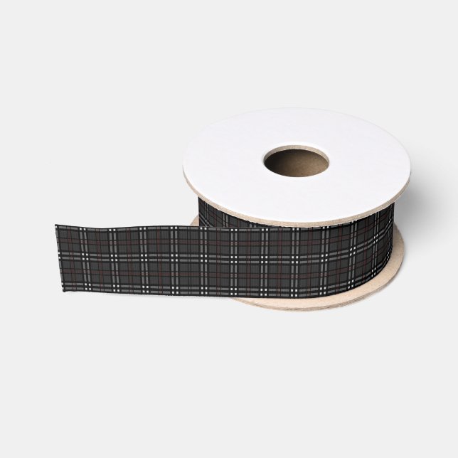Ruban Gros-grain Motif gris et noir classique (Bobine)