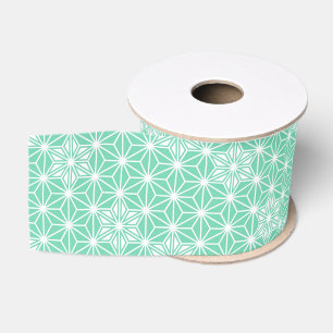 Ruban Gros-grain Motif japonais Asanoha - aqua clair