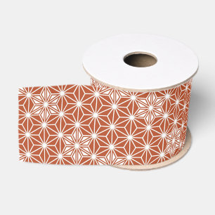 Ruban Gros-grain Motif japonais Asanoha - terre cuite