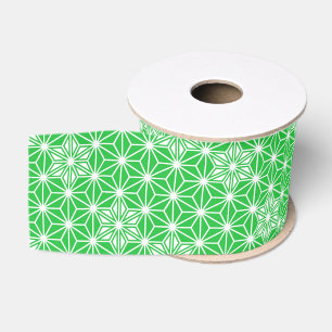 Ruban Gros-grain Motif japonais Asanoha - vert jade