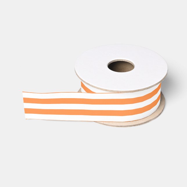 Ruban Gros-grain Motif orange et blanc de rayure (Bobine)