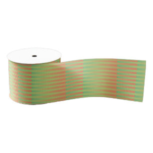 Ruban Gros-grain Motif orange vert rayé