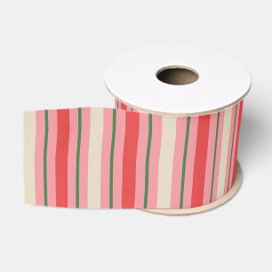 Ruban Gros-grain Motif rayé de Noël rétro vintage rose