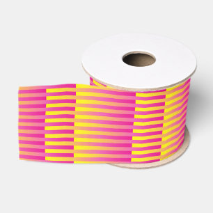 Ruban Gros-grain Motif rayé rose jaune orange