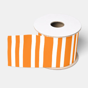 Ruban Gros-grain Motif rayures blanches orange