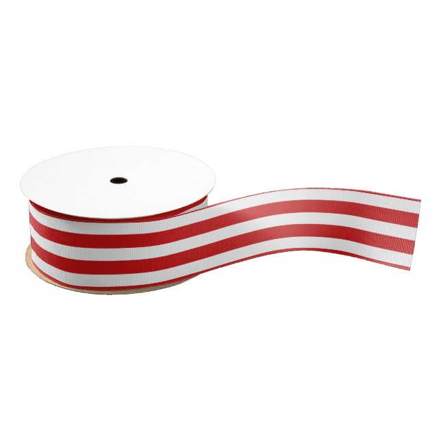 Ruban Gros-grain Motif rouge et blanc de rayure (Bobine)