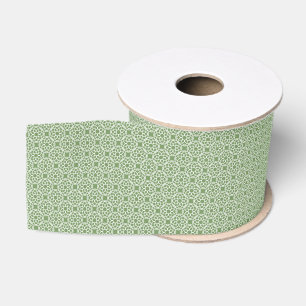 Ruban Gros-grain Motif Sage Green White géométrique sans couture