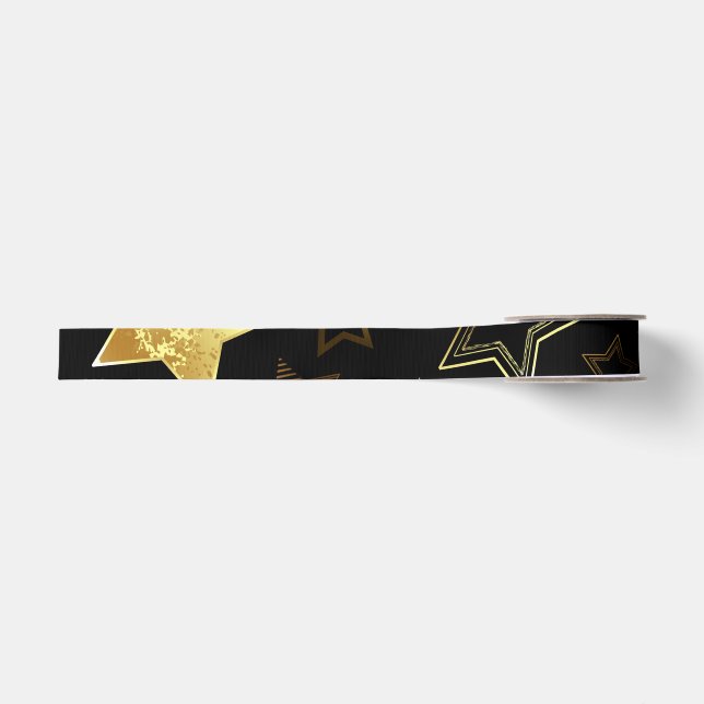 Ruban Gros-grain Motif sans couture avec étoiles d'or (Devant)