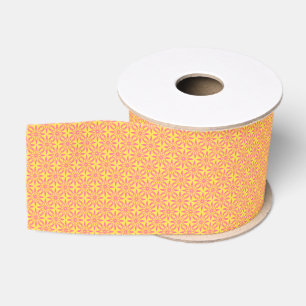Ruban Gros-grain Motif sans couture de fleurs jaunes roses