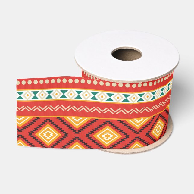 Ruban Gros-grain Motif tribal (Bobine)