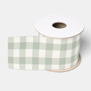 Ruban Gros-grain Motif vert pastel en vichy