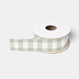 Ruban Gros-grain Motif vert pastel en vichy