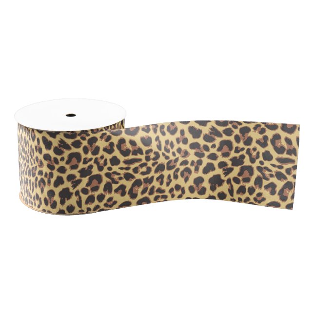Ruban Gros-grain Motifs de peau d'animal d'empreinte de léopard (Bobine)