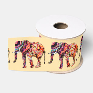 Ruban Gros-grain Motifs traditionnels chinois d'éléphant 