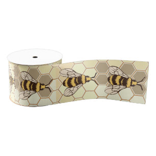 Ruban Gros-grain Nid d'abeilles et bourdons