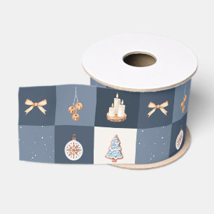 Ruban Gros-grain Noël À damiers Motif