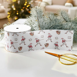 Ruban Gros-grain Noël de Baseball Père Noël