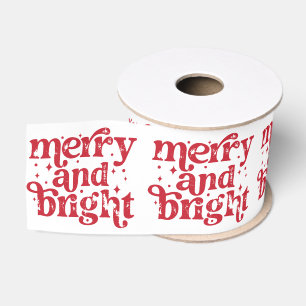 Ruban Gros-grain Noël Rouge & Blanc Joyeux & Lumineux Fêtes