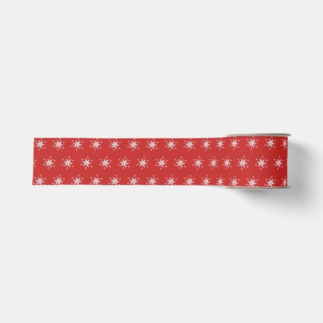 Ruban Gros-grain Noël Rouge blanc mini flocon de neige (Devant)