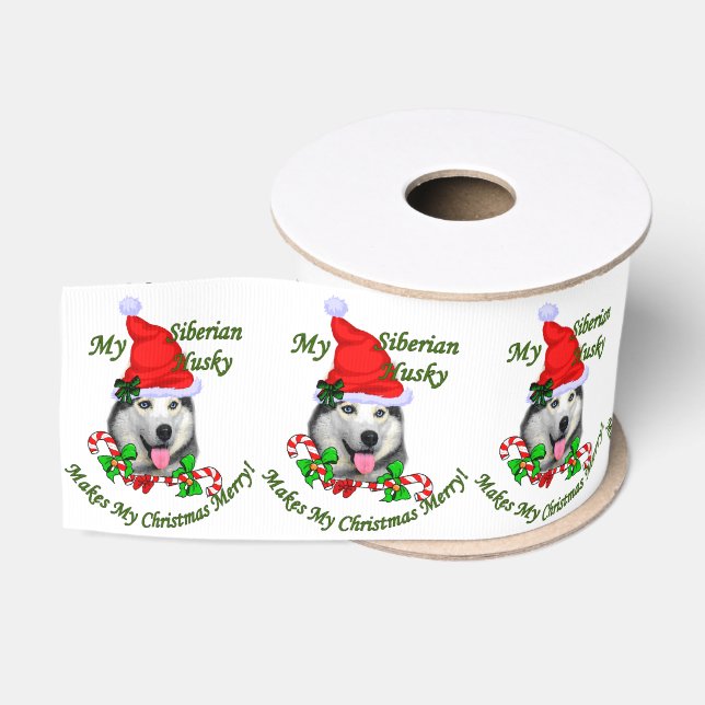 Ruban Gros-grain Noël sibérien Husky (Bobine)